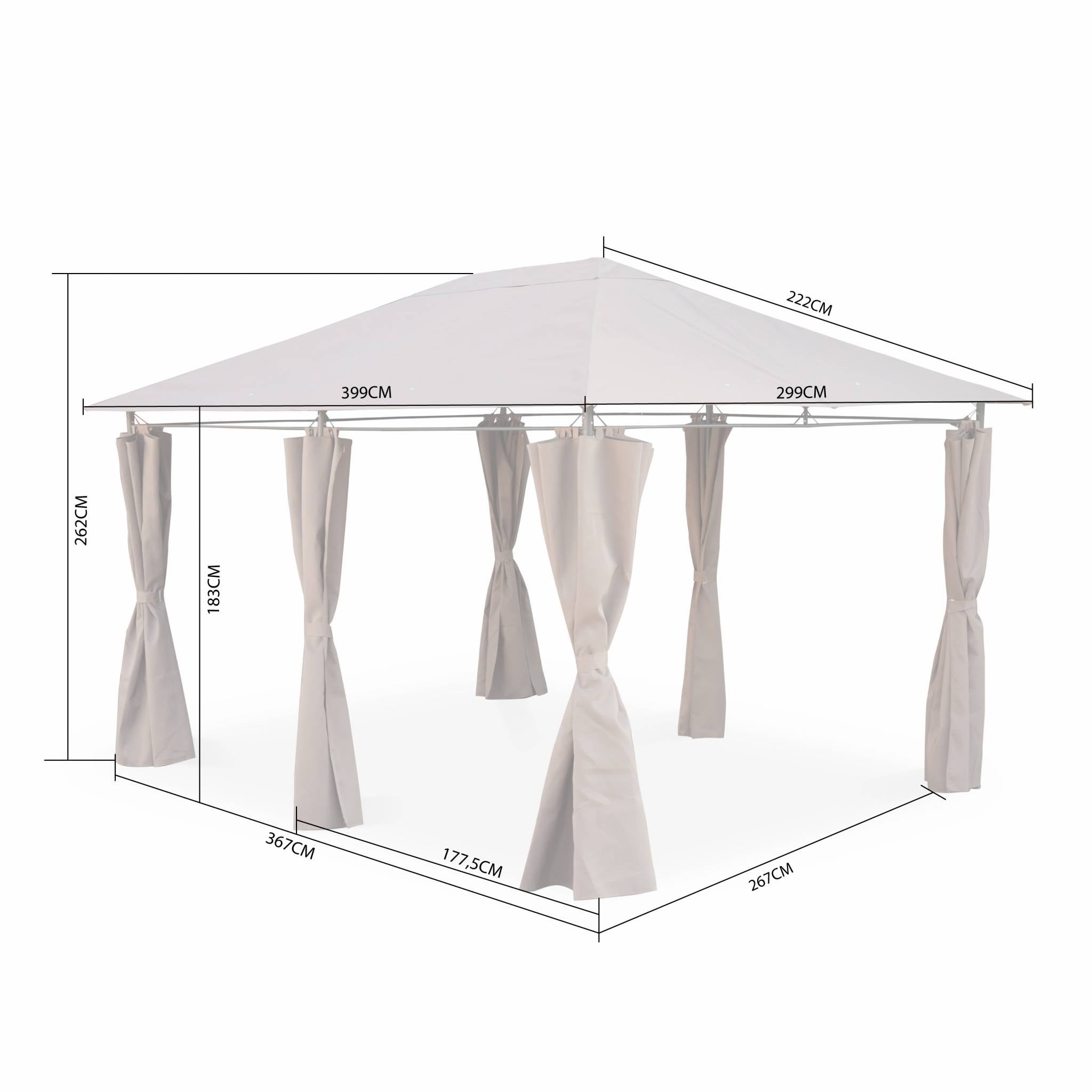 Tonnelle 3x4 m - Divio - Toile grise - Pergola avec rideaux. tente de jardin. barnum. chapiteau. réception - 6
