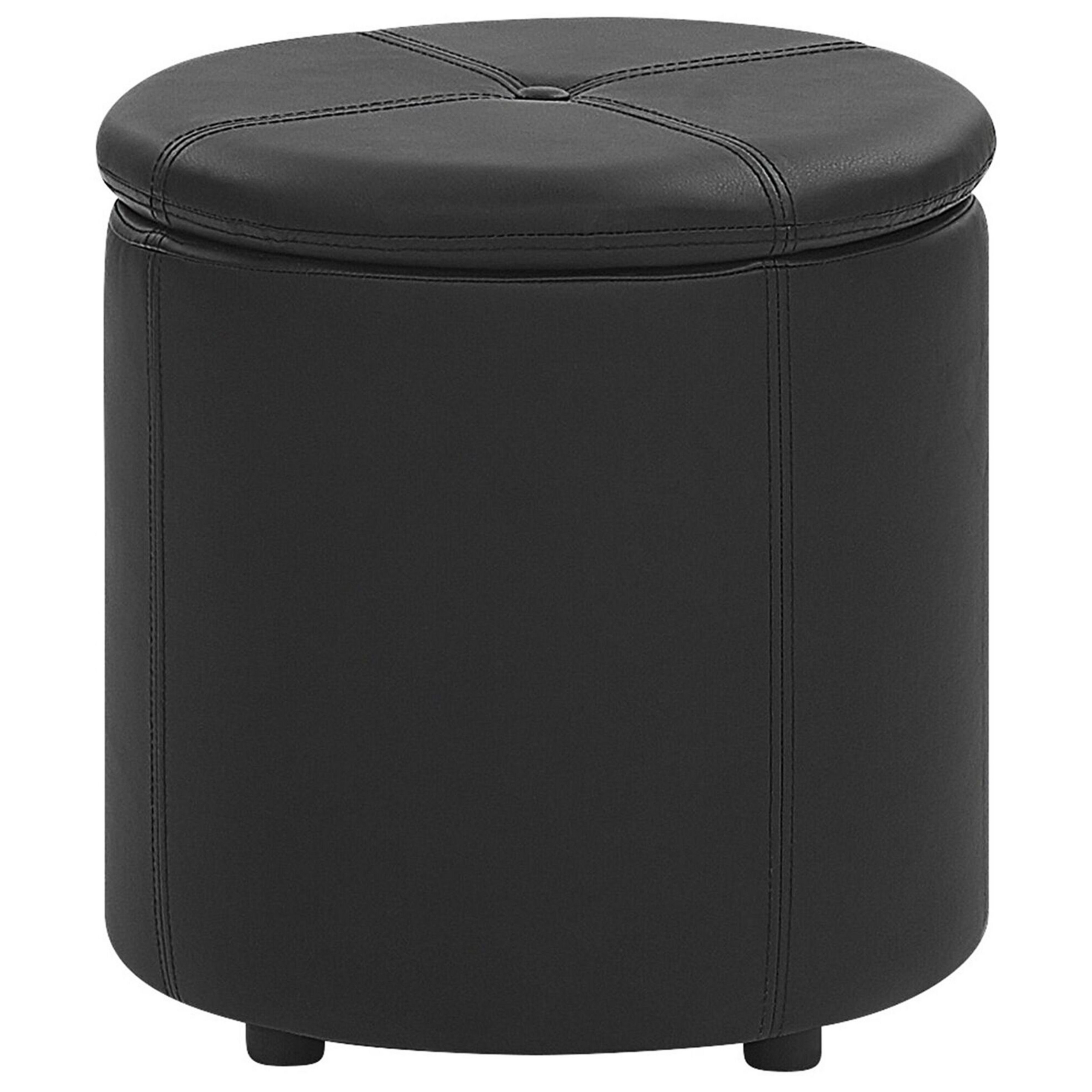 Pouf MARYLAND Noir Cuir PU 38 cm 38 cm Leroy Merlin