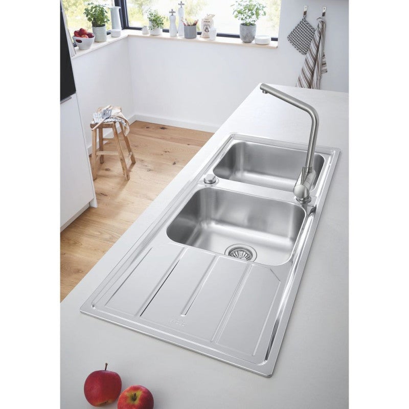 Évier K200 GROHE 31564SD1 1 bac + 1/2 bac + 1 égouttoir - inox - 3