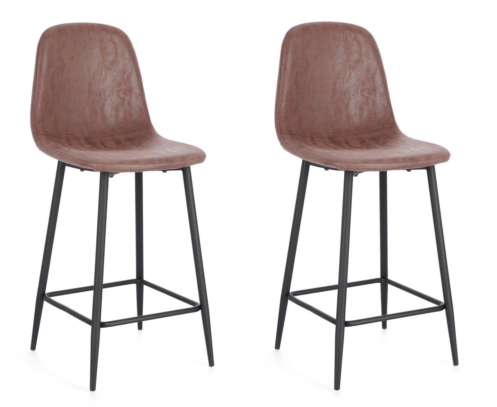 Komplet 2 krzeseł kuchennych "IRELIA" w kolorze koniakowym, ze stalowymi nogami i tapicerką ze sztucznej skóry.
