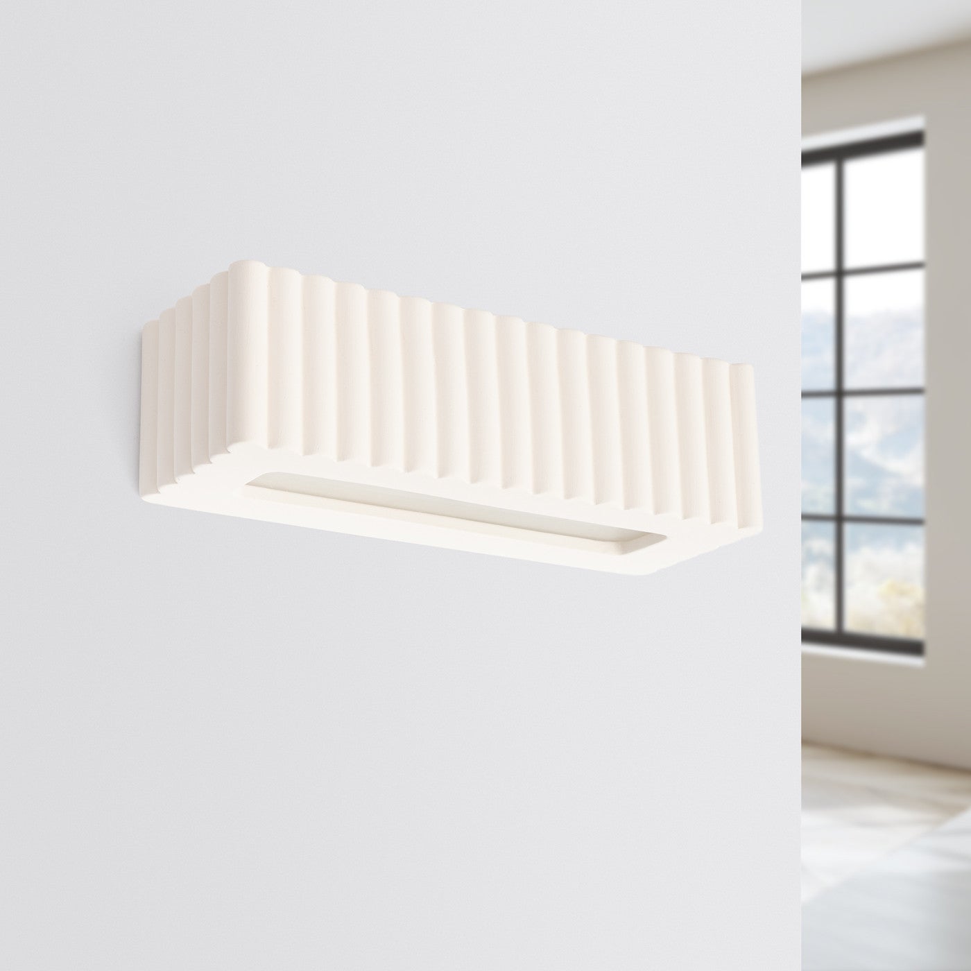 Kinkiet ścienny ryflowany RIGATA biały 1xE27x20W ceramika / gips wym:10x34x12cm IP20 Sollux Lighting - 2