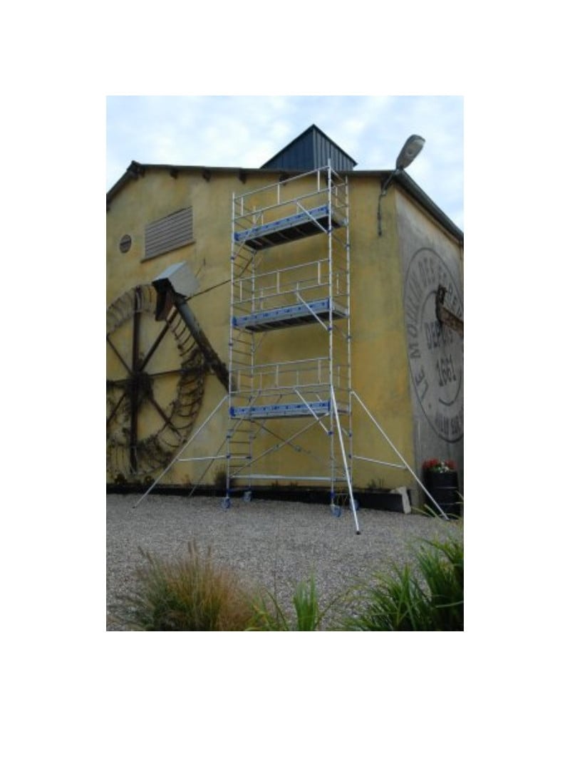 TUBESCA-Comabi - Échafaudage roulant aluminium Totem 2 – Garde-corps monoblocs – Longueur 1,80 / 2,50 m - Hauteur de plateau 2,85 m - L 2,50 x l 0,9 m - 3