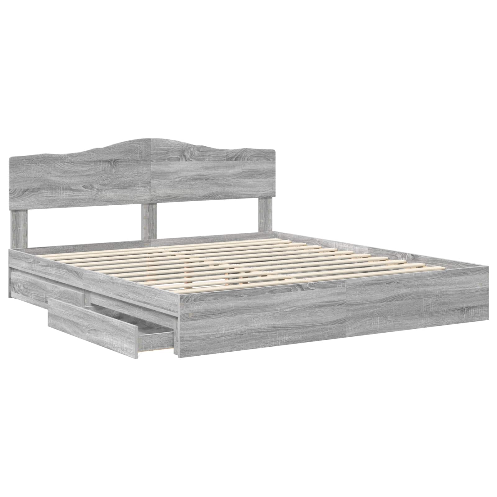 Lit avec rangement, panneau de bois, gris, pour la chambre, 180 × 200 cm - 5
