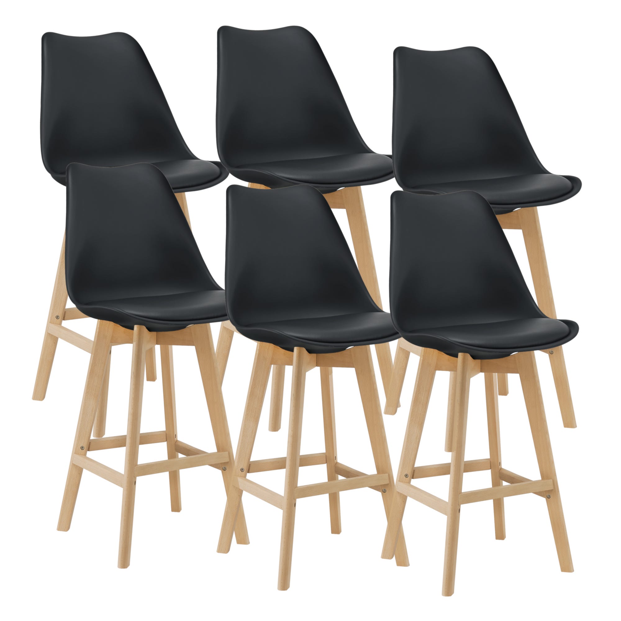 Lot de 6 tabourets empilables en plastique de 45,7 cm de haut Lot de 6 tabourets empilables en plastique de 45,7 cm de haut