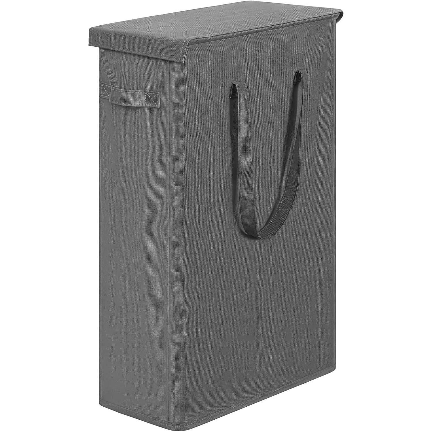 Panier à linge en bambou étroit avec couvercle, 83L, sac amovible, pour salle de bain, chambre