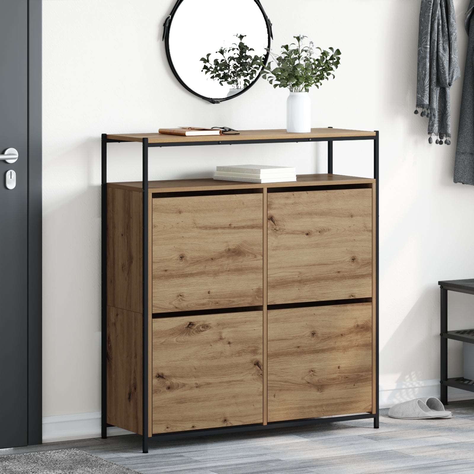 Szafka na buty z półką Dąb rzemieślniczy 100 x 34 x 112 cm vidaXL