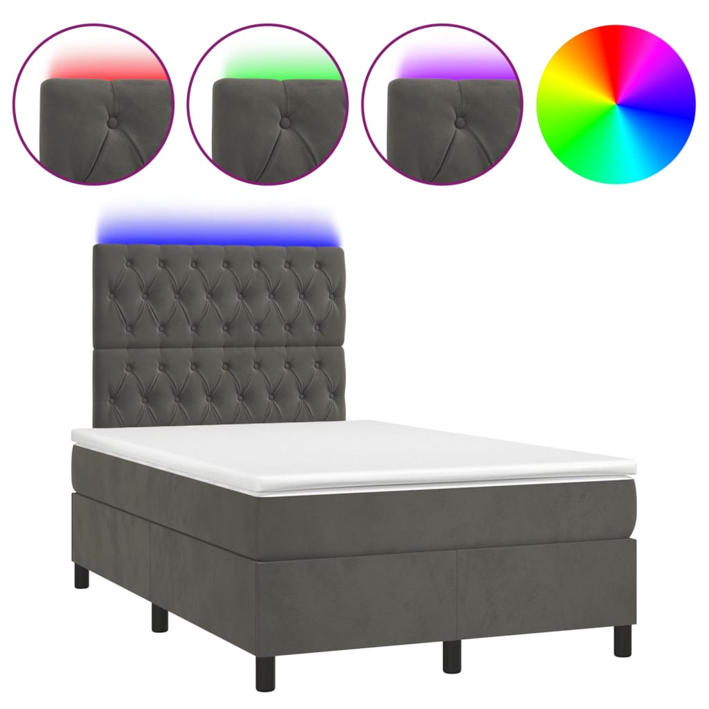 Sommier à lattes de lit avec matelas LED gris foncé 120x190 cm vidaXL - 2