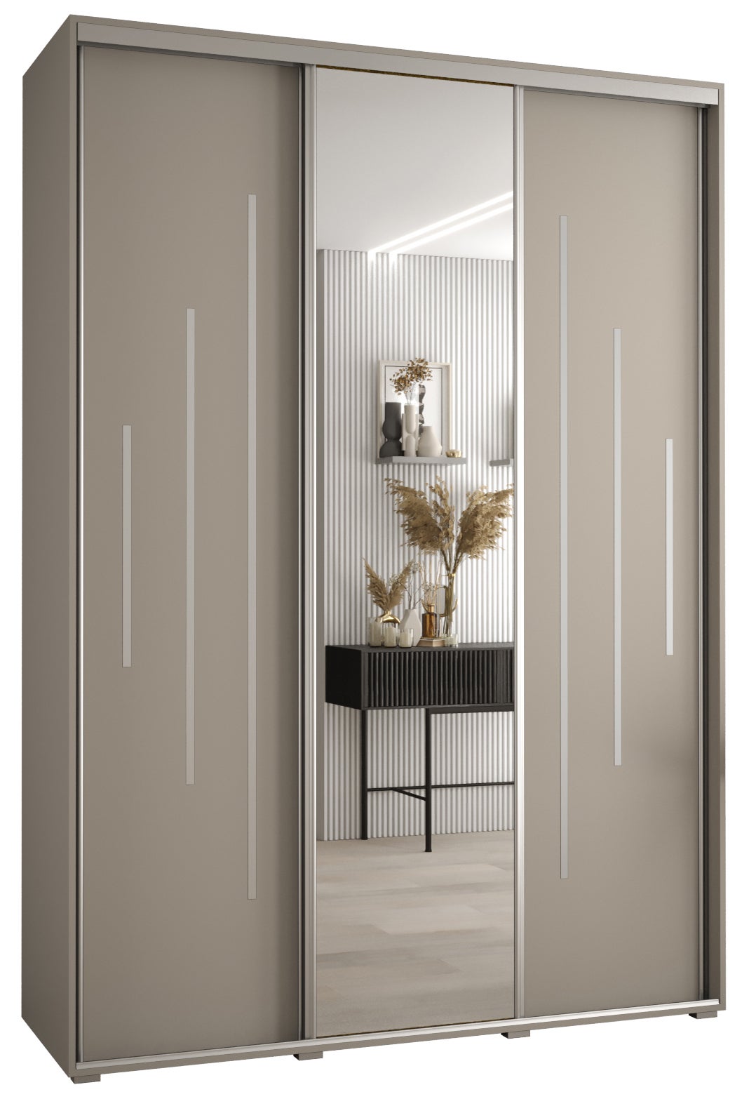 Szafa przesuwna z lustrem wysoka Dakota 13 180 x 60 x 235,2 cm kaszmir + u. Srebrny - Abiks Meble