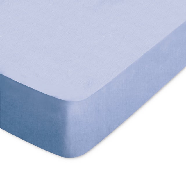 Drap housse uni 140x200 cm bonnet 50 cm coton ALTO bleu Belle ile
