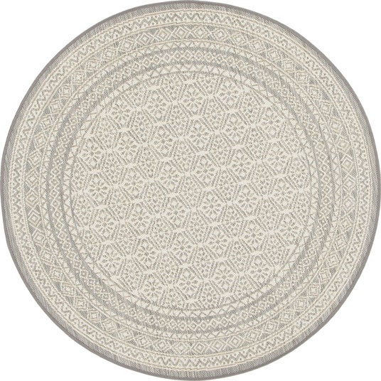 Tapis Rond Enyhom 180 Cm - Paille Plastique Turquoise, Intérieur/Extérieur, Motif Feuille