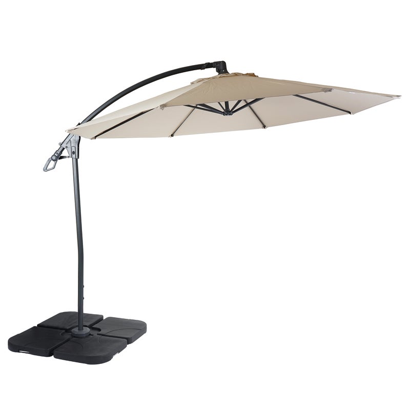 Parasol ogrodowy Deluxe HWC-D14, parasol przeciwsłoneczny, okrągły Ø 3 m poliester aluminium/stal 14 kg ~ kremowo-biały z podstawą