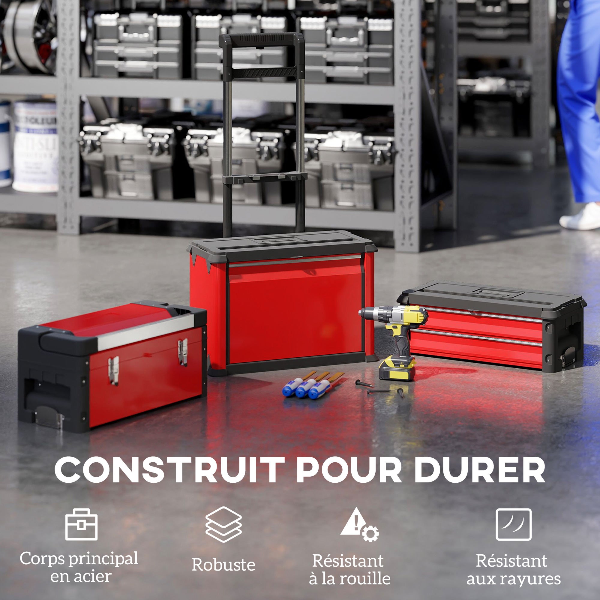 Lot de 3 boîtes à outils Acier HOMCOM - 7