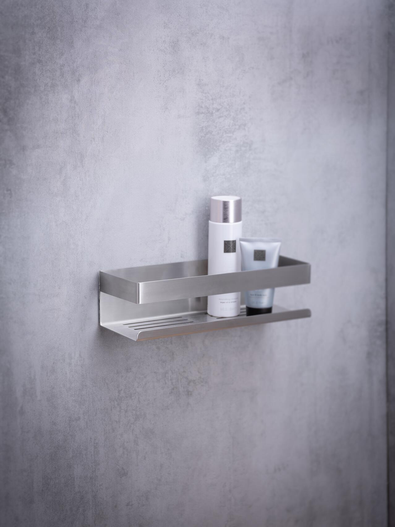 Étagère de salle de bain en acier argenté Orea 30x10.5x8cm - 6