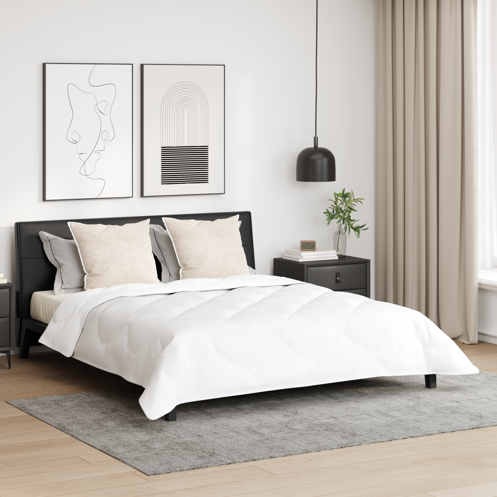 Couette Autre avec oreiller 3 pcs | Duvet Blanc 200 x 220 cm Microfibre - 2