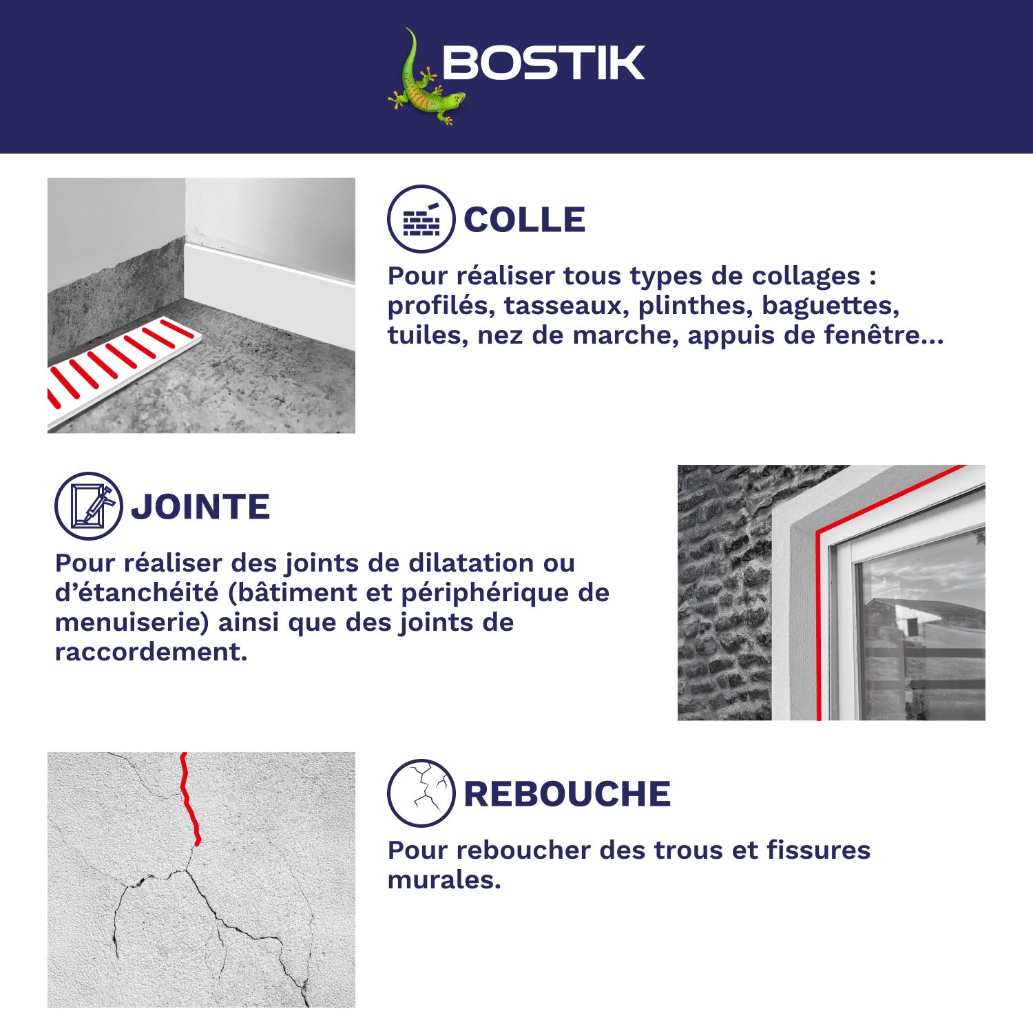 Bostik Mastic Colle Flexpro MSP101 - Colle Jointe et Rebouche - Tous Matériaux - Intérieur/Extérieur - Hautes Performances - Blanc - 290ml - 4