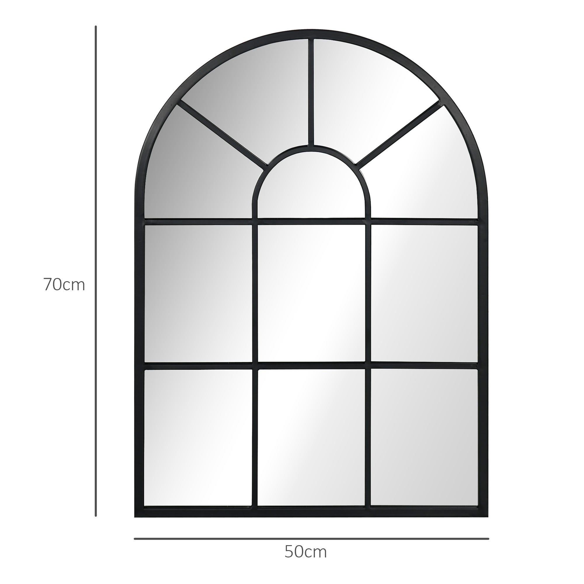 Lustro ścienne 70 x 50 cm z metalową ramą, czarne, dekoracyjne lustro do salonu i sypialni - 6