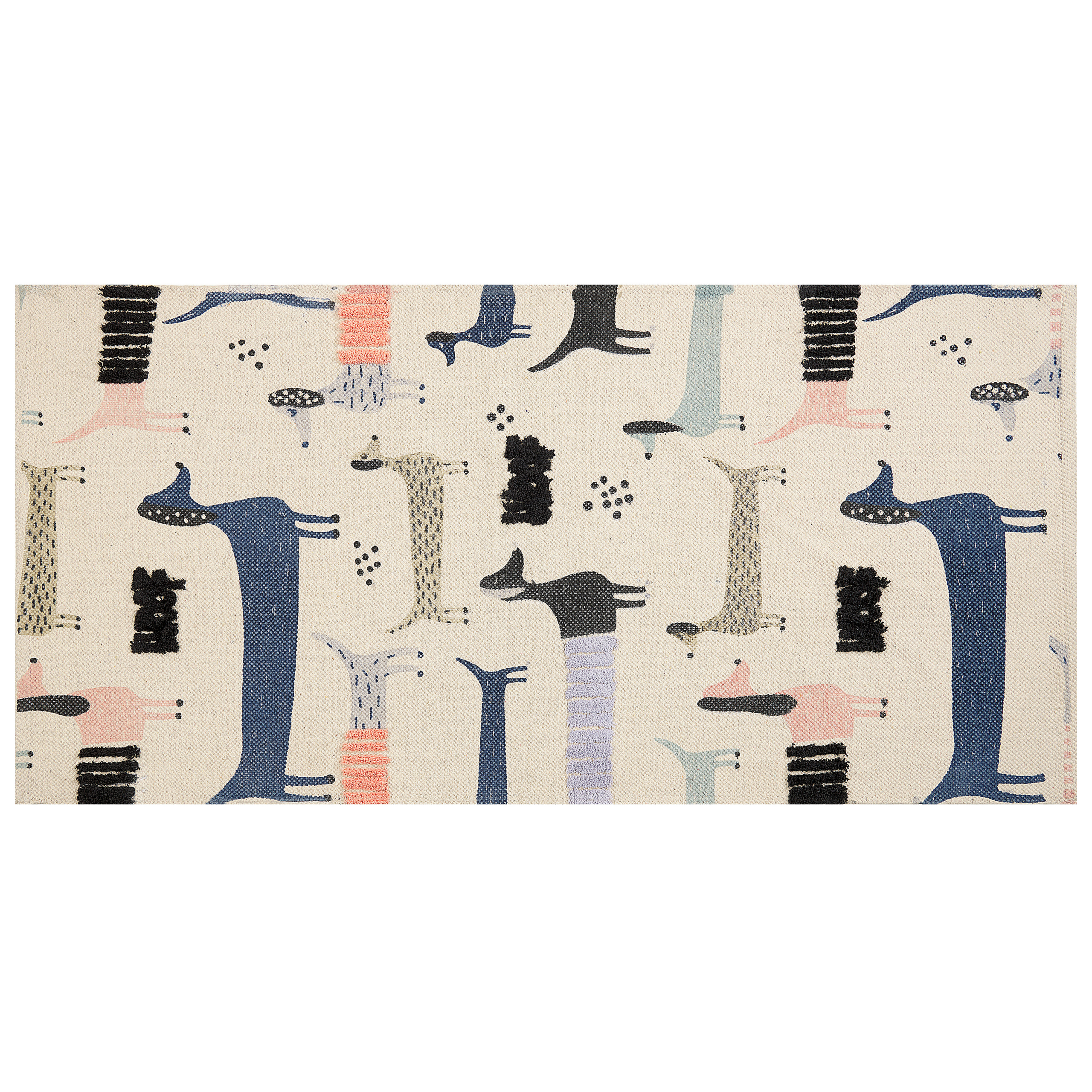 Beliani alfombra de algodón multicolor motivo perros 80 x 150 cm temiaj