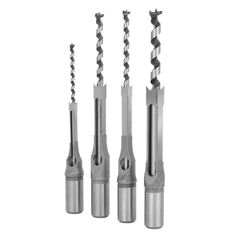 Ensemble de 4 forets à trou carré 1/4 5/16 3/8 1/2, Ciseaux de mortaise en bois, Outils de forage manuels pour le bois - 4