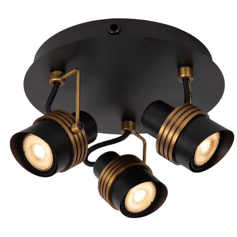 Reflektor sufitowy Spot Tundran czarno-złoty-odcienie złota 3xGU10x5W wym: 15,5 x 21 x 21 cm IP20 Lucide