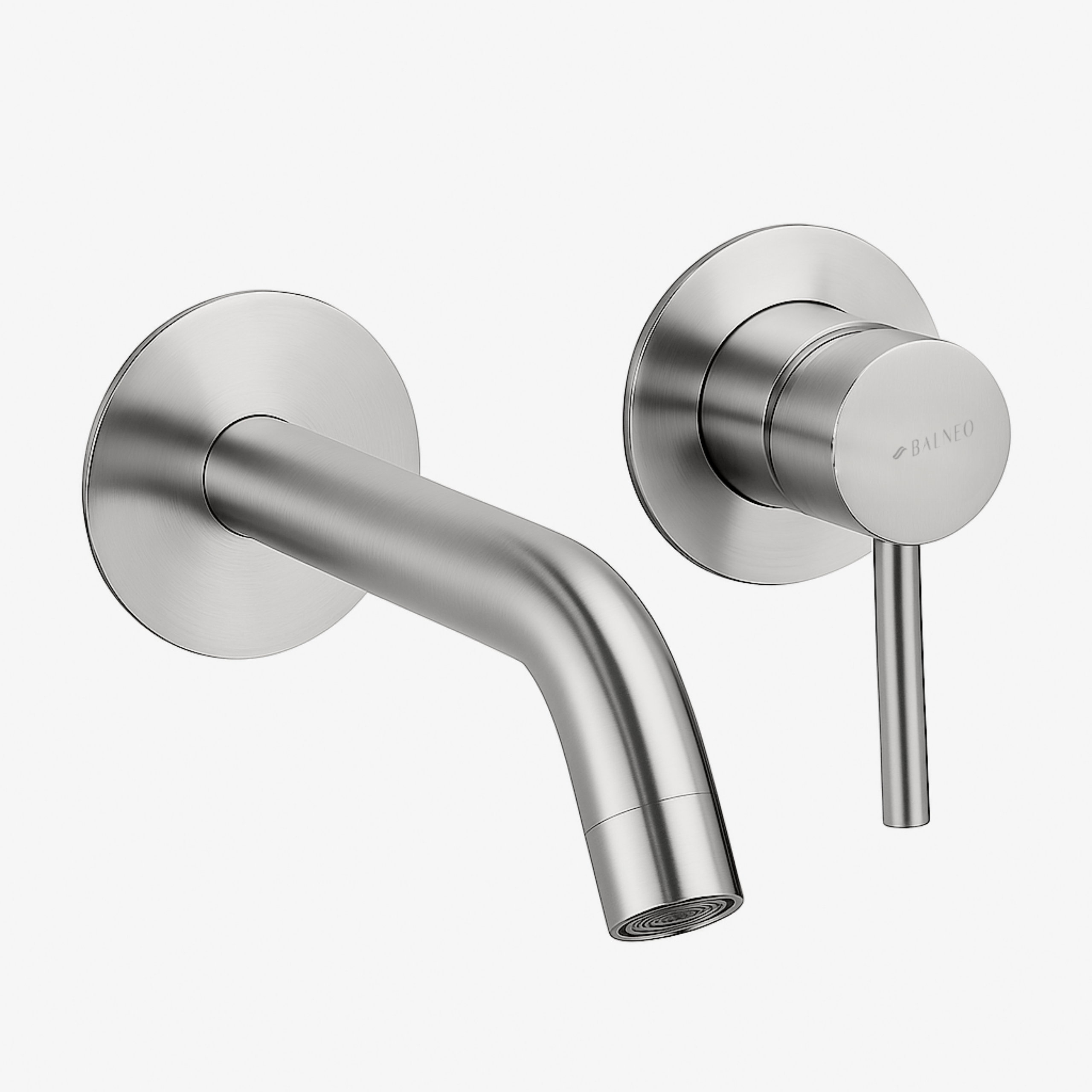 BALNEO Bateria umywalkowa ścienna szczotkowana stal nierdzewna srebrna | Jednouchwytowa armatura podtynkowa do umywalki CASCADE INOX