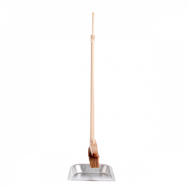 Set de nettoyage balai et pelle à long manche - L 25,5 x H 90,5 cm - Bois de hêtre, acier - 7
