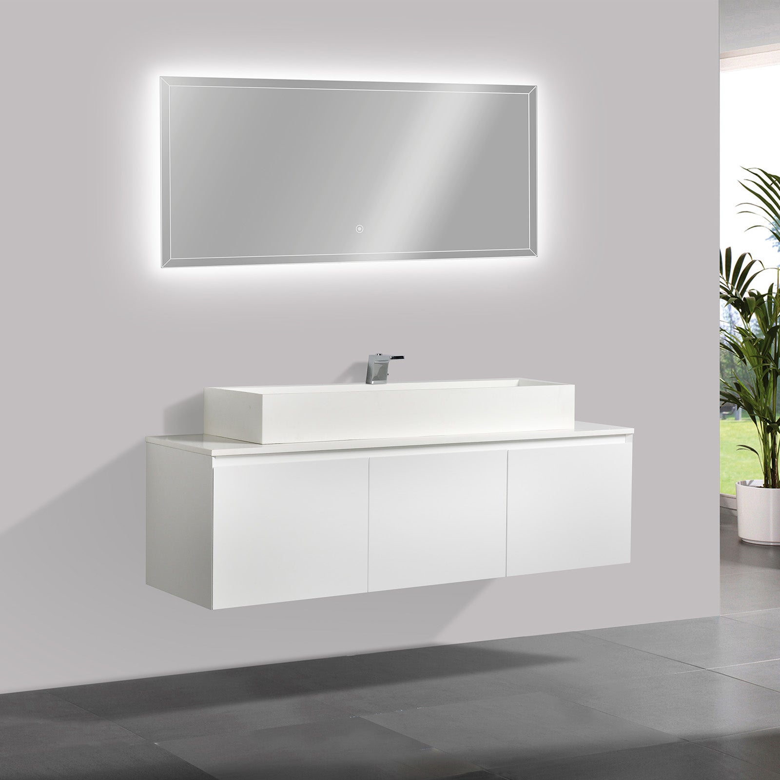 Meuble Miroir Luna Blanc Vicco 60x77 Cm Armoire Toilette Salle De Bain
