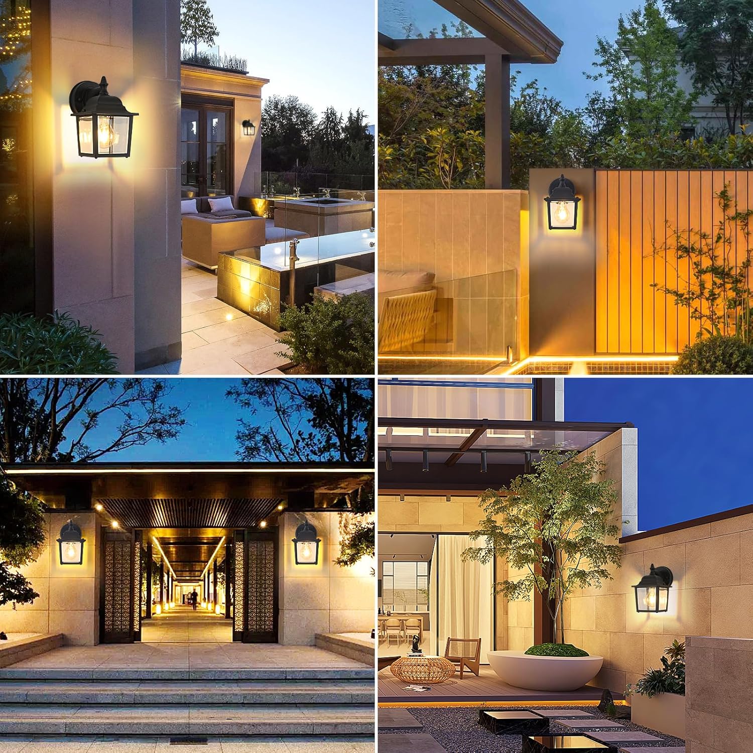 COMELY Applique da Parete Esterno Impermeabile IP44, Lampada da Parete E27 per Porta d’Ingresso, Illuminazione Esterno Portico Nera 21cm - 3