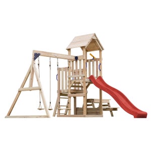 Aire de jeux - AXI - Malik - 2 balançoires - Toboggan 220 cm - Bac à sable - Jeux - Jouets