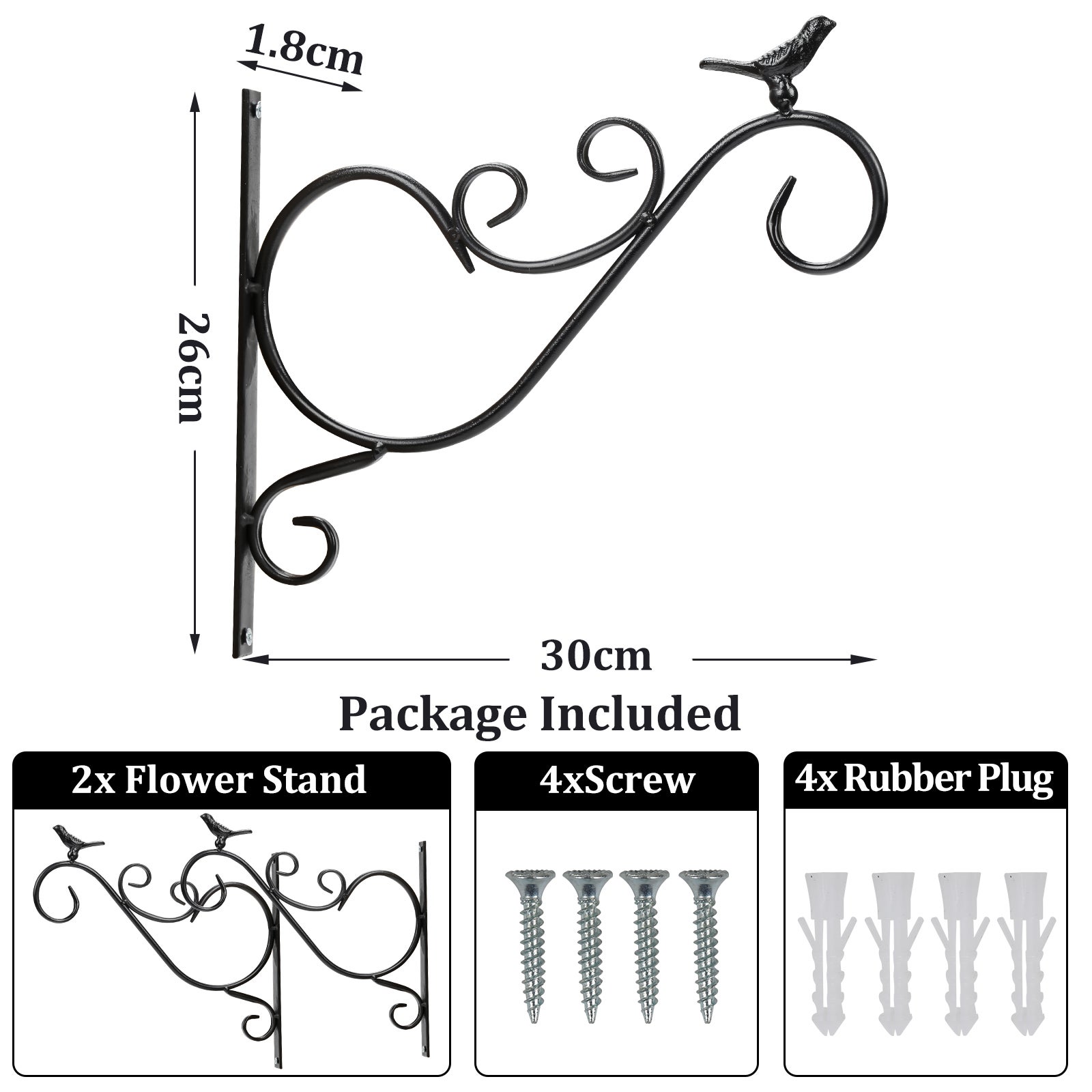 Crochet de suspension pour plantes Support Feuille 4x Crochet de jardinière murale en fer forgé Suspension de pots de fleurs pour salon Balcon - 2