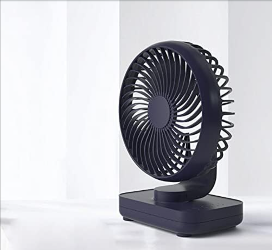 Wentylator USB z akumulatorem, 4000 mAh, mały, mocny, biurkowy wentylator, 4 prędkości, odłączany mini wentylator przenośny, niebieski