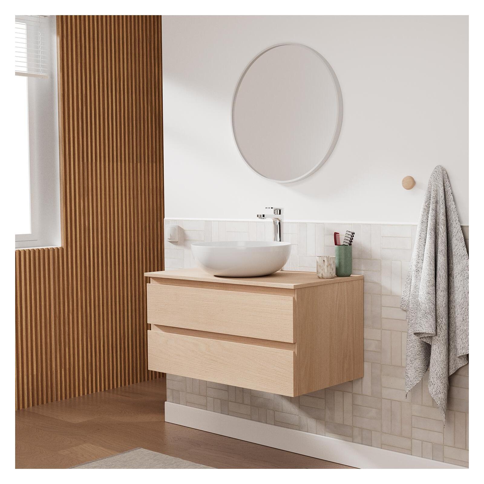 Meuble simple vasque SORRENTO décor chêne 80 cm - 6