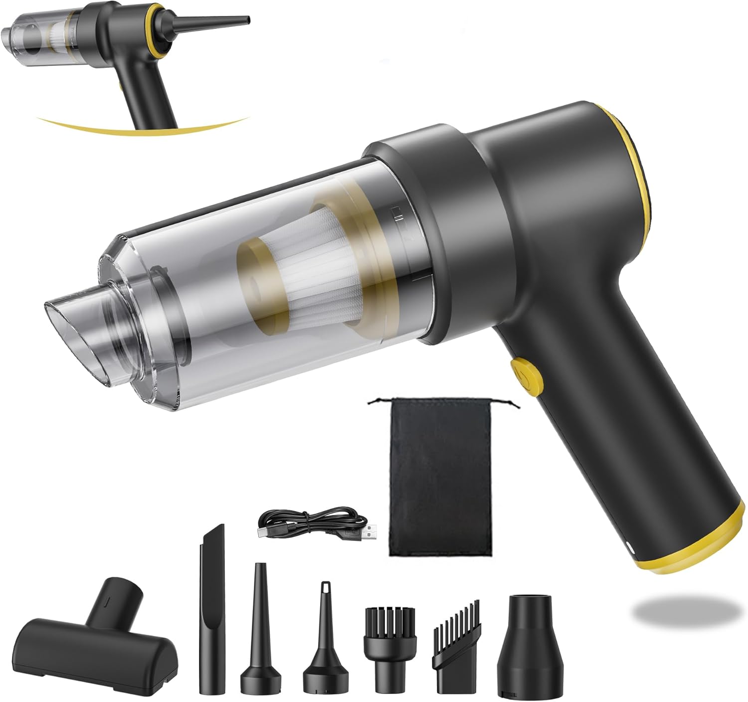 YOUOOK Aspirateur de voiture haute puissance 5 kPa, aspirateur à main sans fil, rechargeable, aspirateur portable pour mini aspirateurs de poussière de voiture