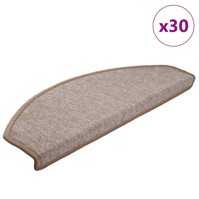 Maty na schody 30 szt. 65x24x4 cm Jasnobrązowe, półokrągłe, duże vidaXL