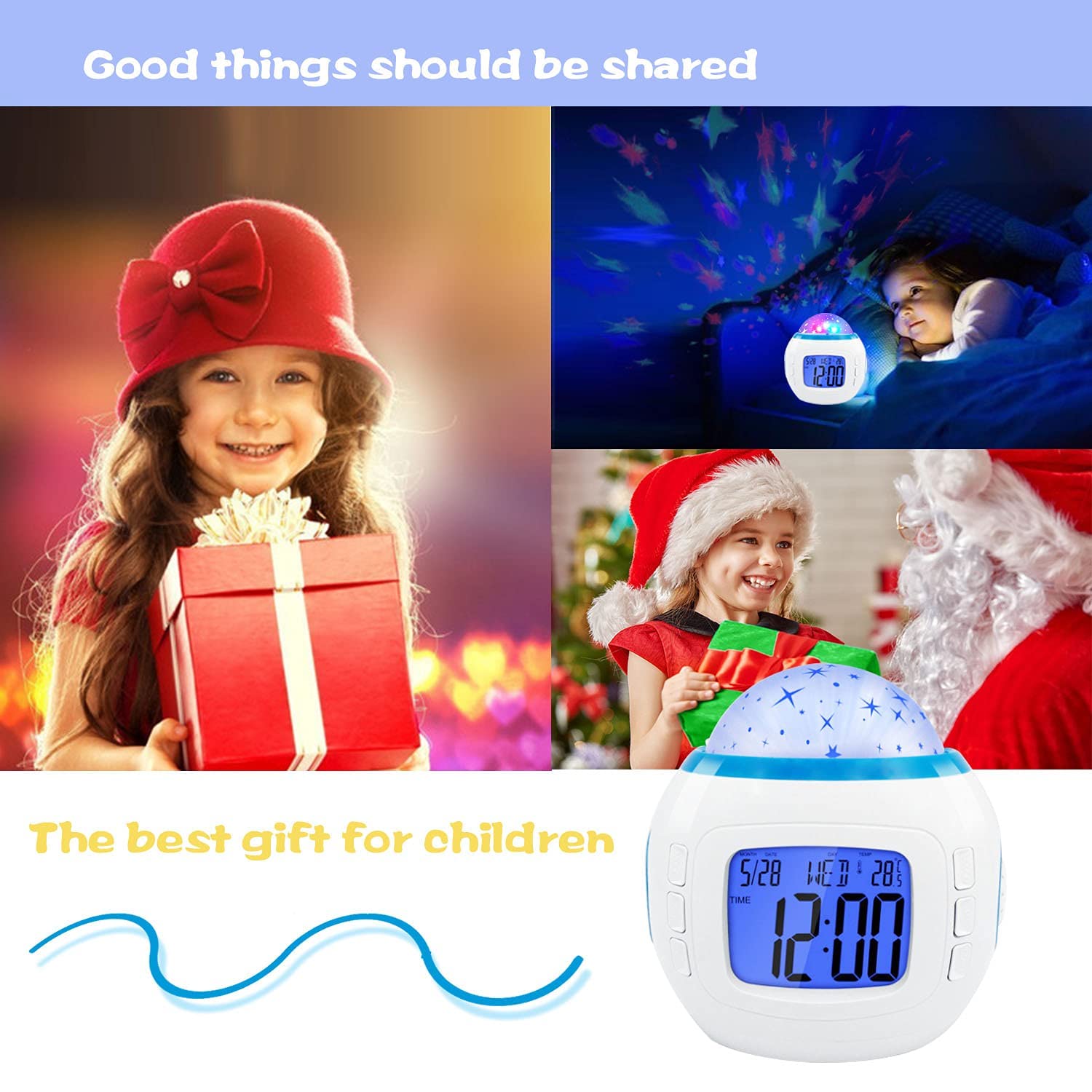 Despertador Digital Con Luz Nocturna LED De 7 Colores – Pantalla De 3.15 Pulgadas, 5 Melodías De Alarma, Función Snooze De 1 A 60 Min – Regalo Infantil Y De Viaje (pilas AAA No Incluidas)