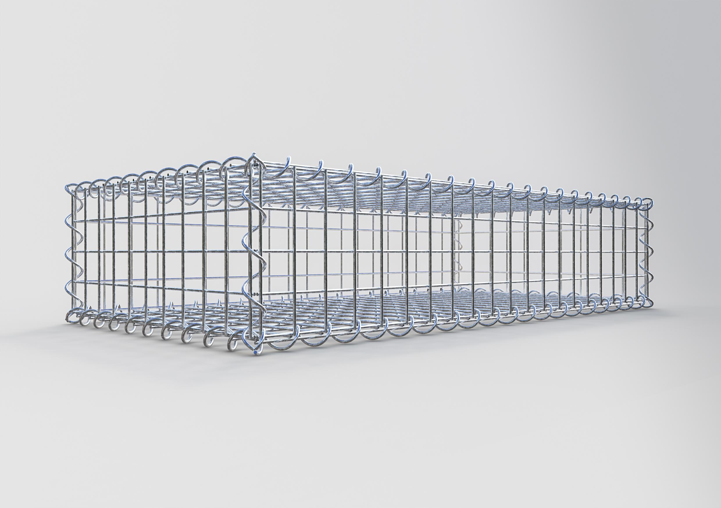 Gavión de acero galvanizado 100x20x50cm (LxAxP), malla 5 x 5cm, Espiral, jaula metálica para muro o jardín - 6
