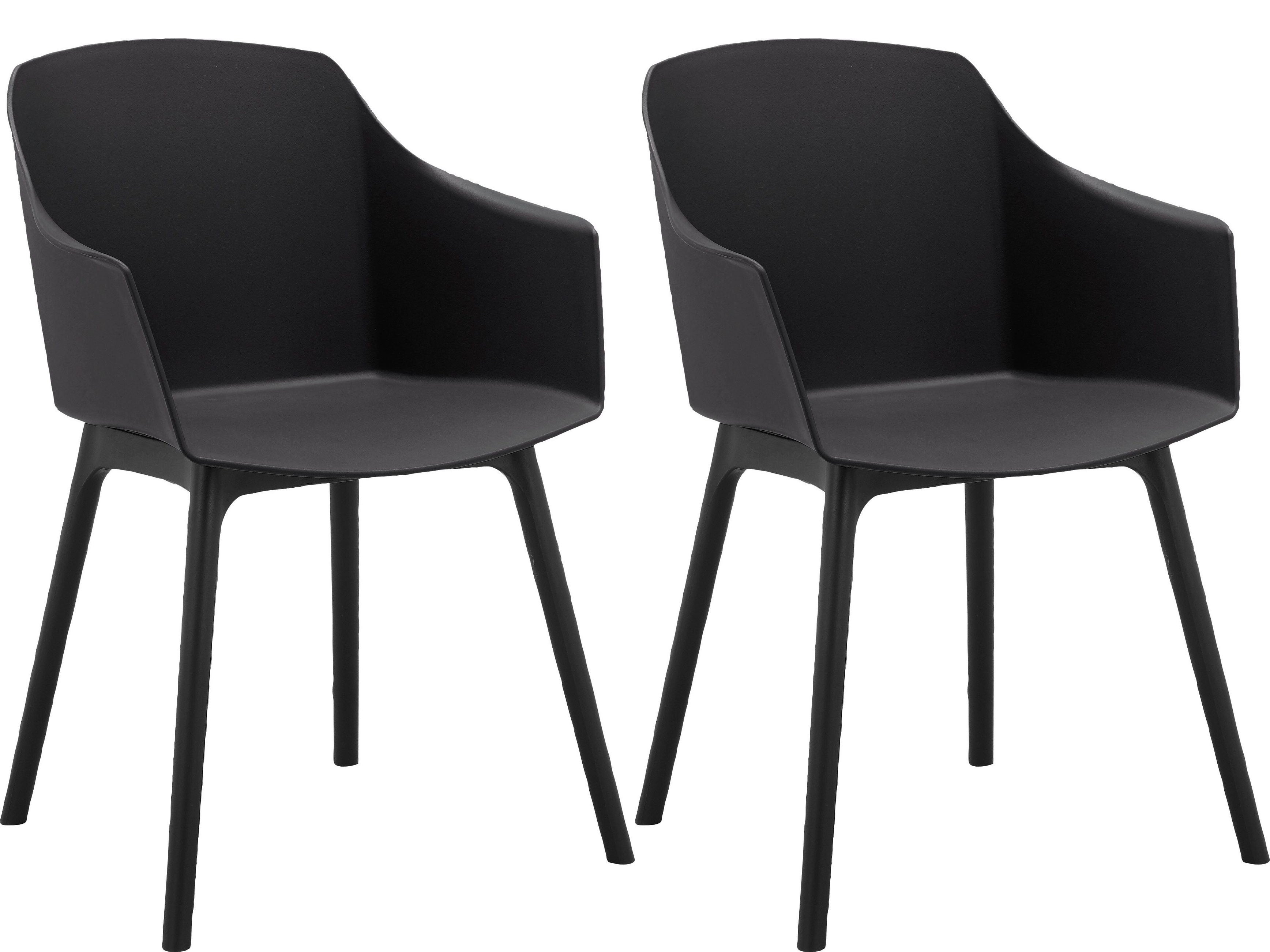 Lot de 2 chaises de salle à manger en plastique noir | Leroy Merlin