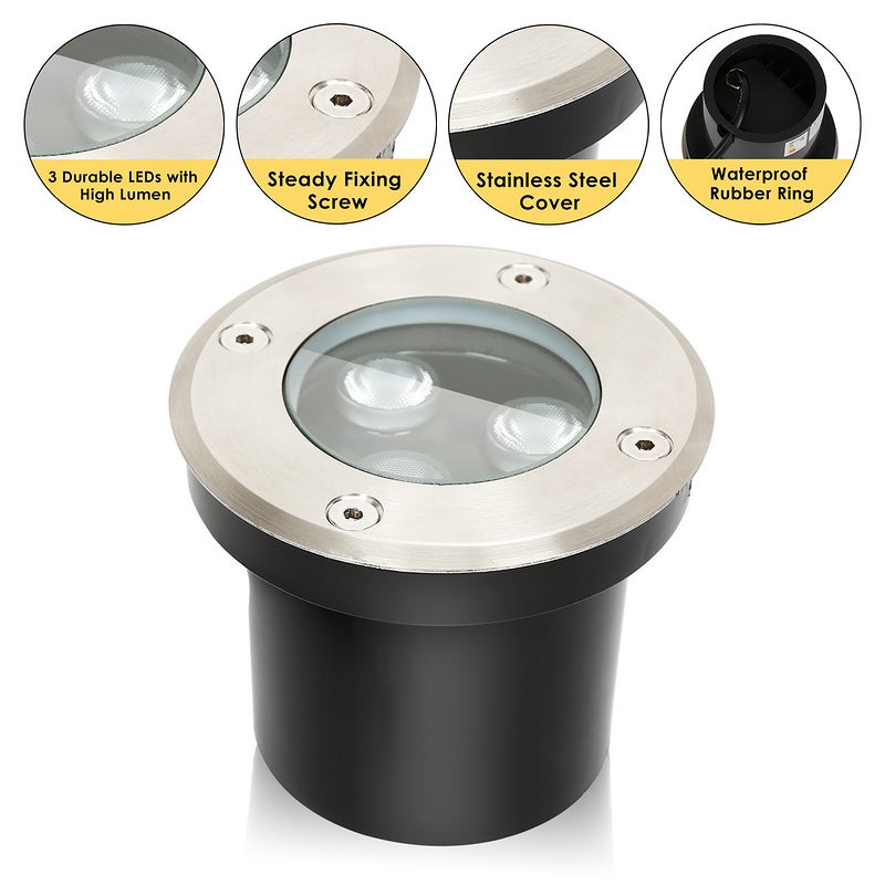 10x 3W lampadaire IP67 lumière LED encastrable sol spot sol spot sol - 3
