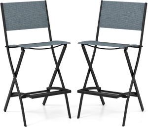 Set Di 2 Sgabelli Da Bar Pieghevoli Con Schienale - Rovere E Argento Per Casa E Esterno - Foto 3