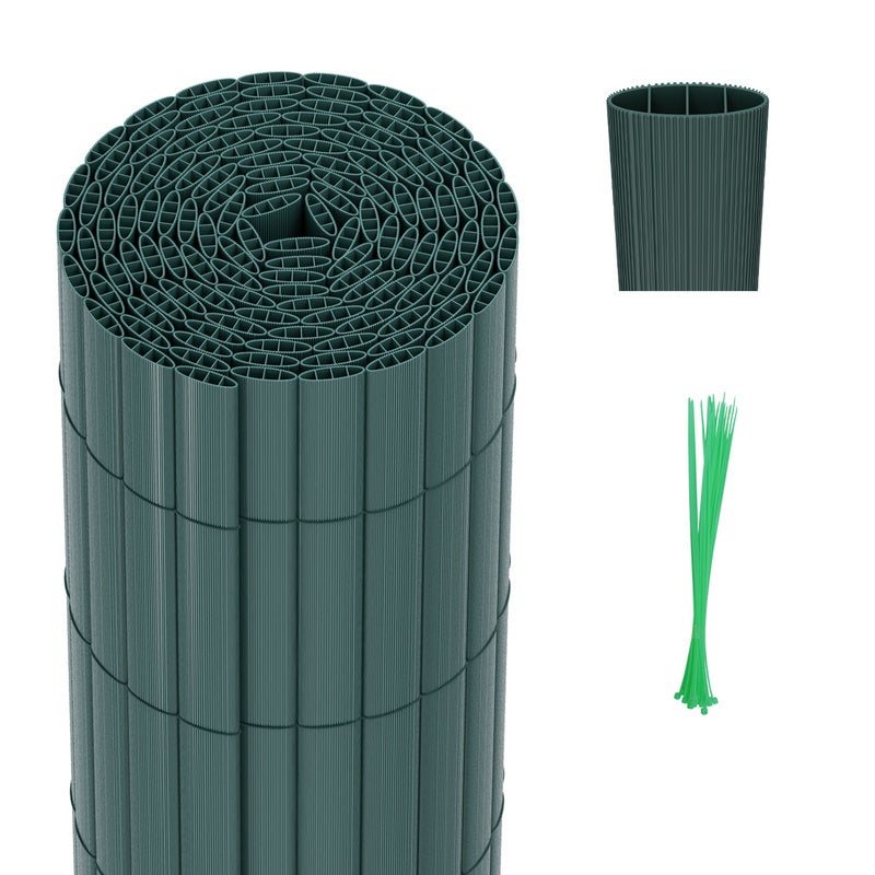 Moskitiera PCV, ogrodowa, balkonowa i tarasowa, odporna na warunki atmosferyczne, zapewniająca prywatność, z opaską zaciskową, zielona, 100 x 300 cm