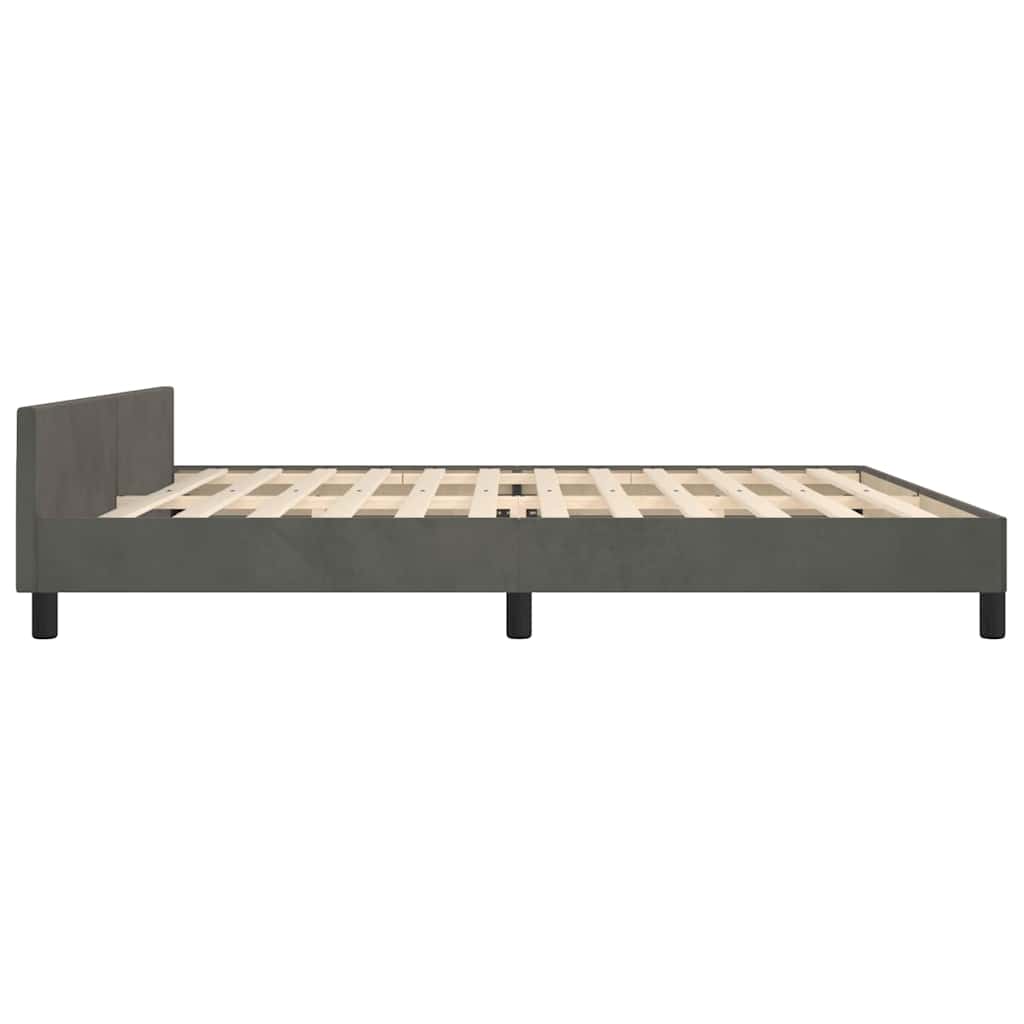 Cadre de lit sans matelas velours gris foncé 200x200 cm - 8