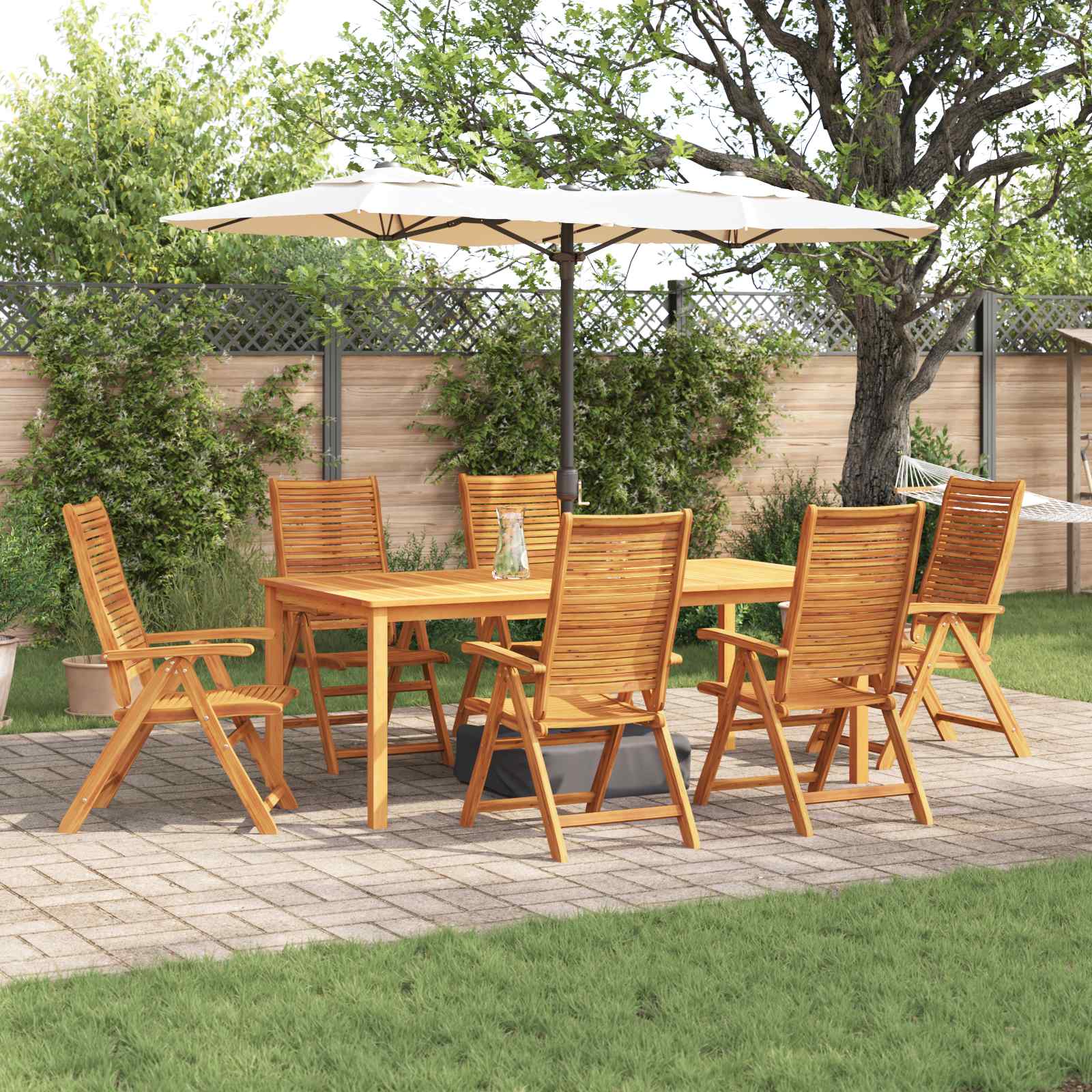 Conjunto de comedor de jardín 7 pcs marrón