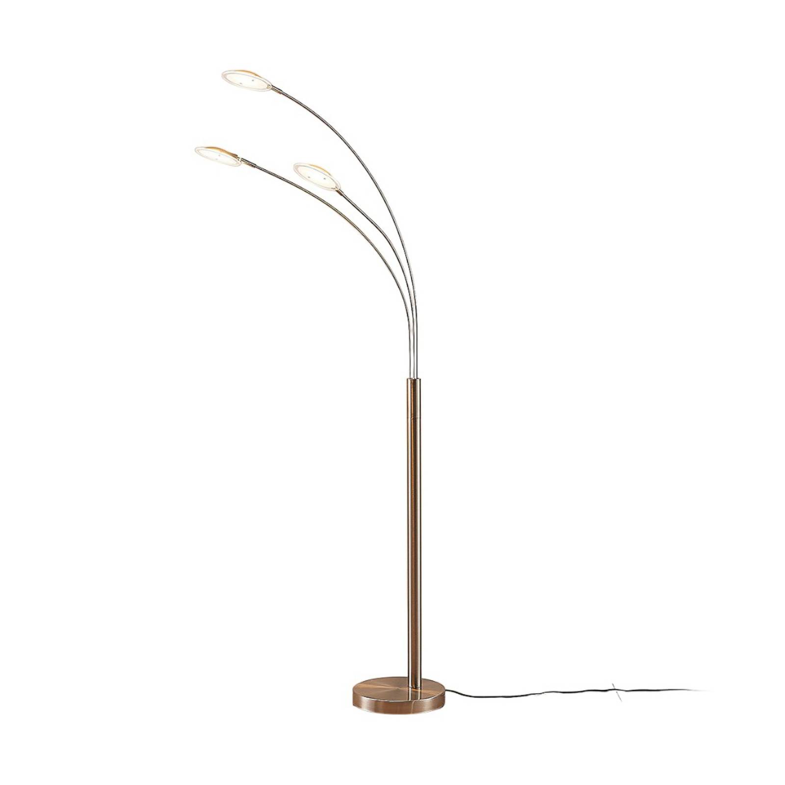 Lindby lampe sur pied LED Anea, 168 cm, nickel, 3 lampes, métal ...