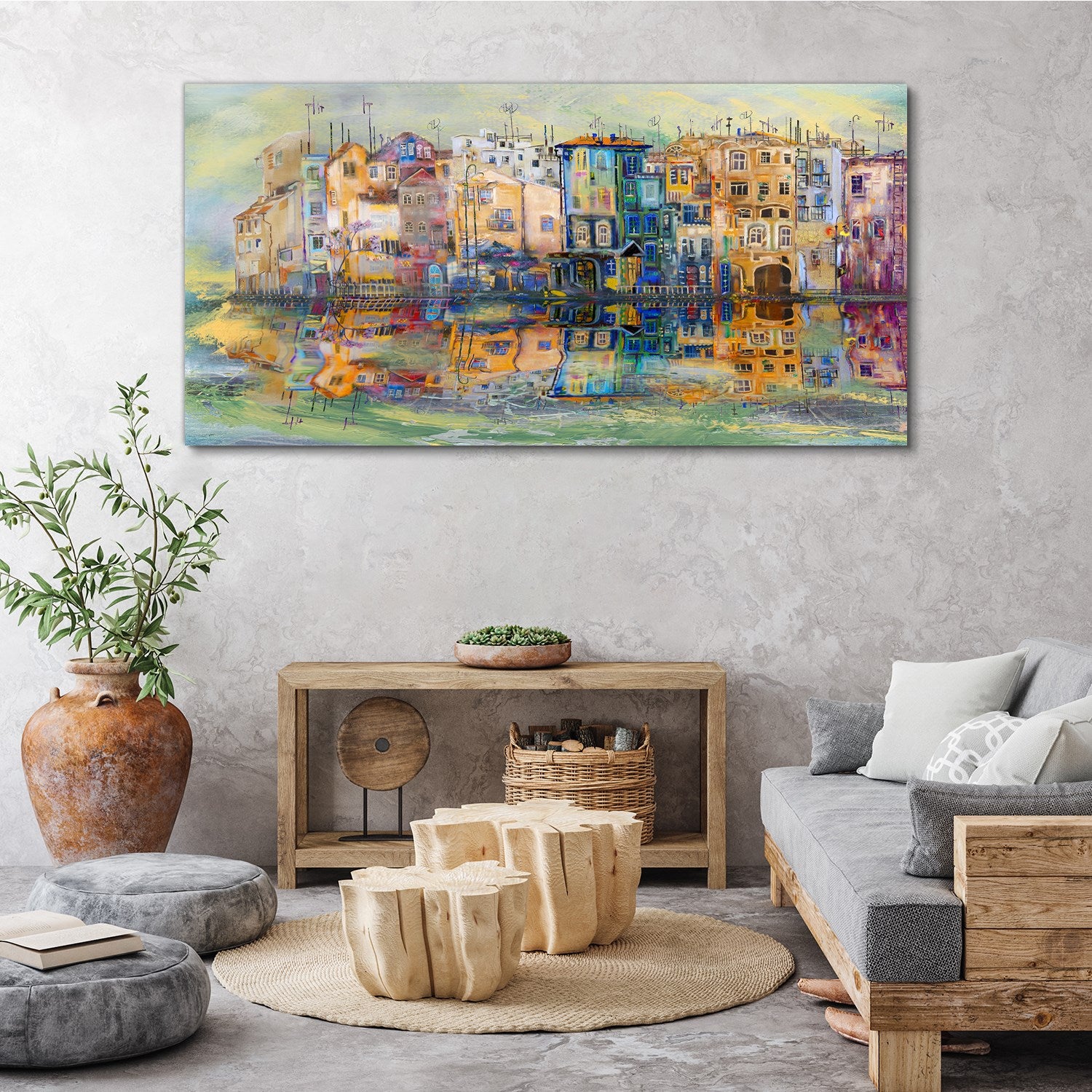 Tableau sur Toile 140x70 cm Tulup – Impression Murale, Idéal pour Salon et Chambre – Ville sur l'eau - 4