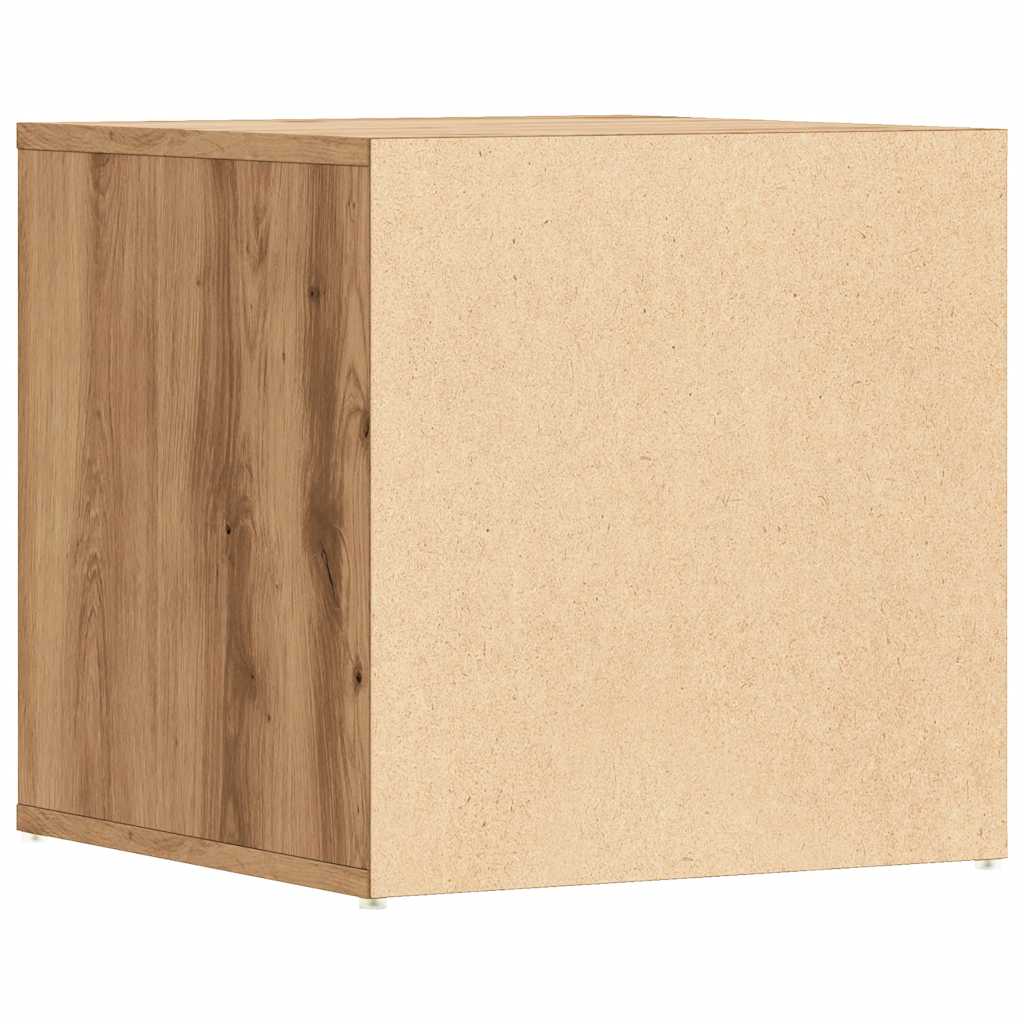 Tabouret à tiroir en bois d'ingénierie de chêne fabriqué à la main 40,5x40x40 cm - COMFORTXL - 6