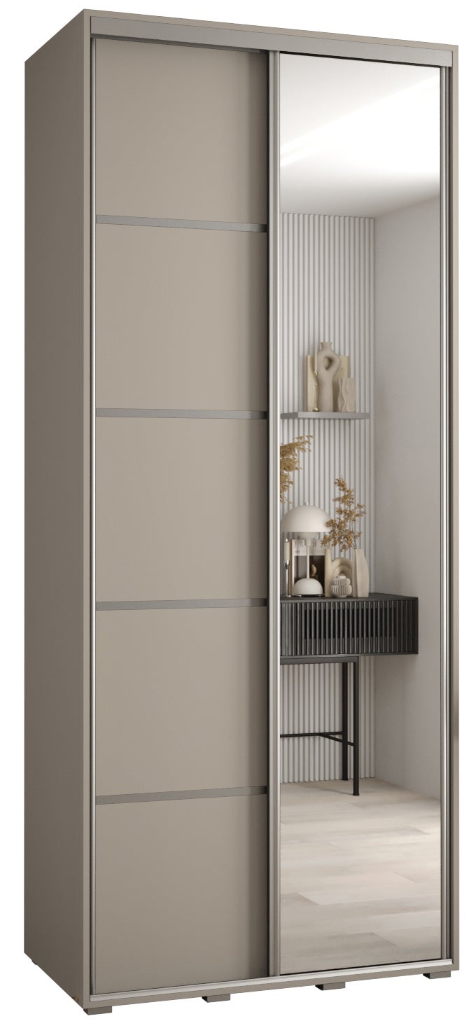 Szafa przesuwna z lustrem wysoka Dakota 5 100 x 45 x 235,2 cm kaszmir + u. Srebrny - Abiks Meble
