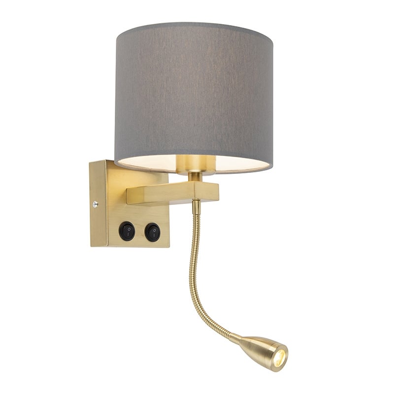 Lampa ścienna w stylu art deco złota z szarym kloszem - Brescia