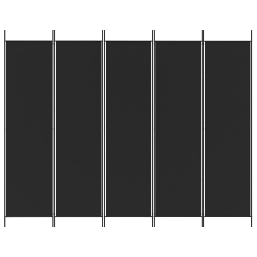 vidaXL Divisorio 5 Pannelli Nero 250x200 cm Tessuto - 3