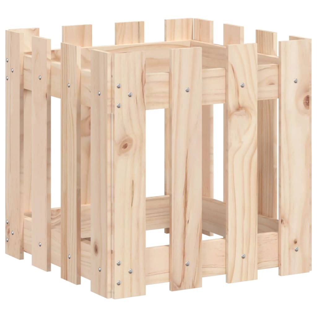 Jardinière | Bac à fleurs | Pot de fleurs avec design de clôture 40x40x40 cm pin massif229765 - 4