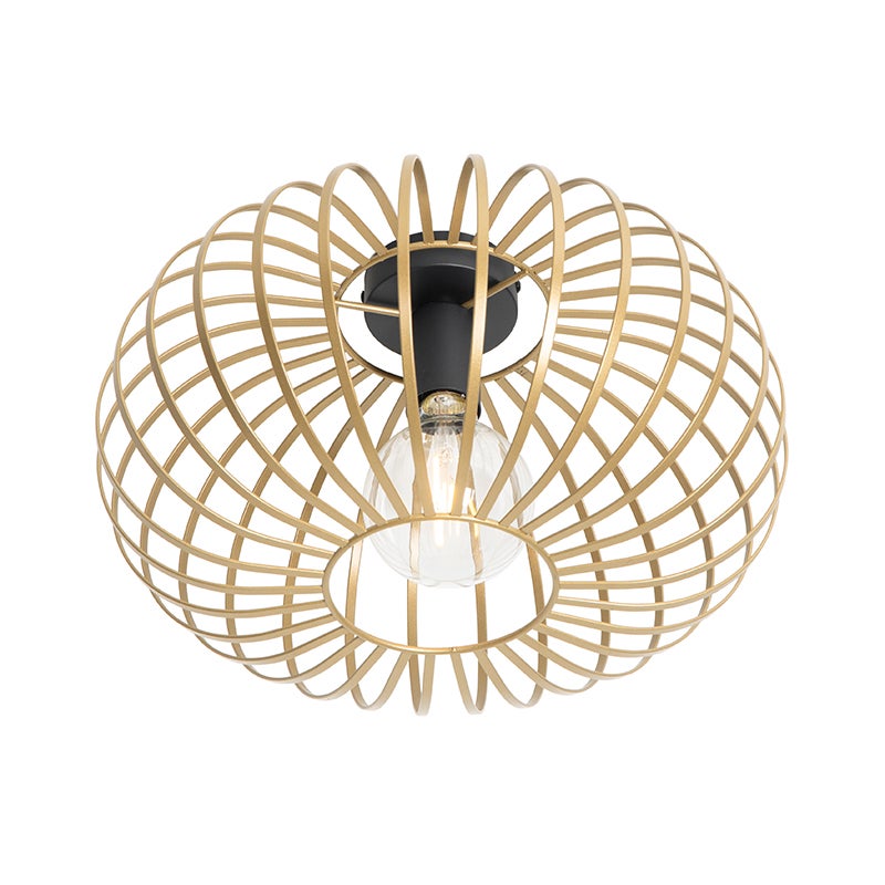 Qazqa design plafonnier - Johanna - gold, rond, max. 40w, e27, 39cm, idéal pour la chambre et le salon - 8