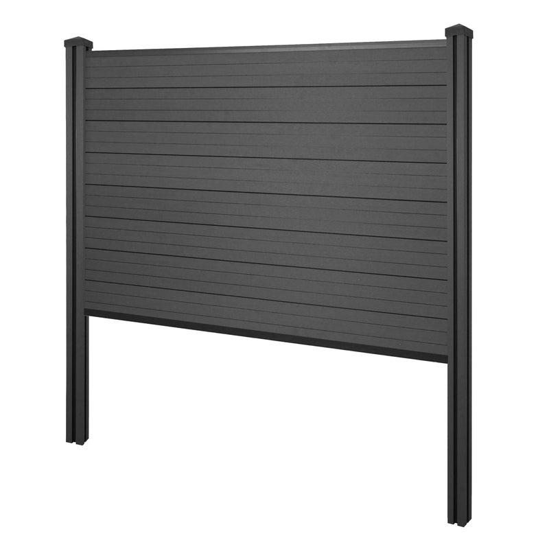 Parawan WPC Sarthe, parawan ogrodzeniowy, słupek WPC do zabetonowania ~ element podstawy, 195 cm antracytowy